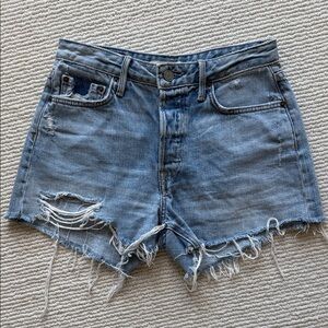 Grlfrnd Helena Distressed Blue Denim Shorts